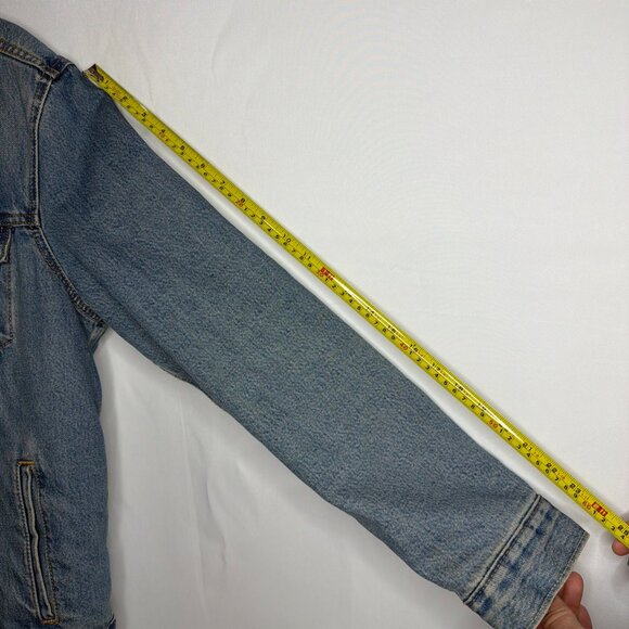 Levis Sherpa Lined Denim Trucker Jacket Size M Blue Cotton Polyester Blend - Picture 11 of 13